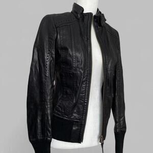 Mackage For Aritzia Vintage Black Moto Lamb Leather Jacket!